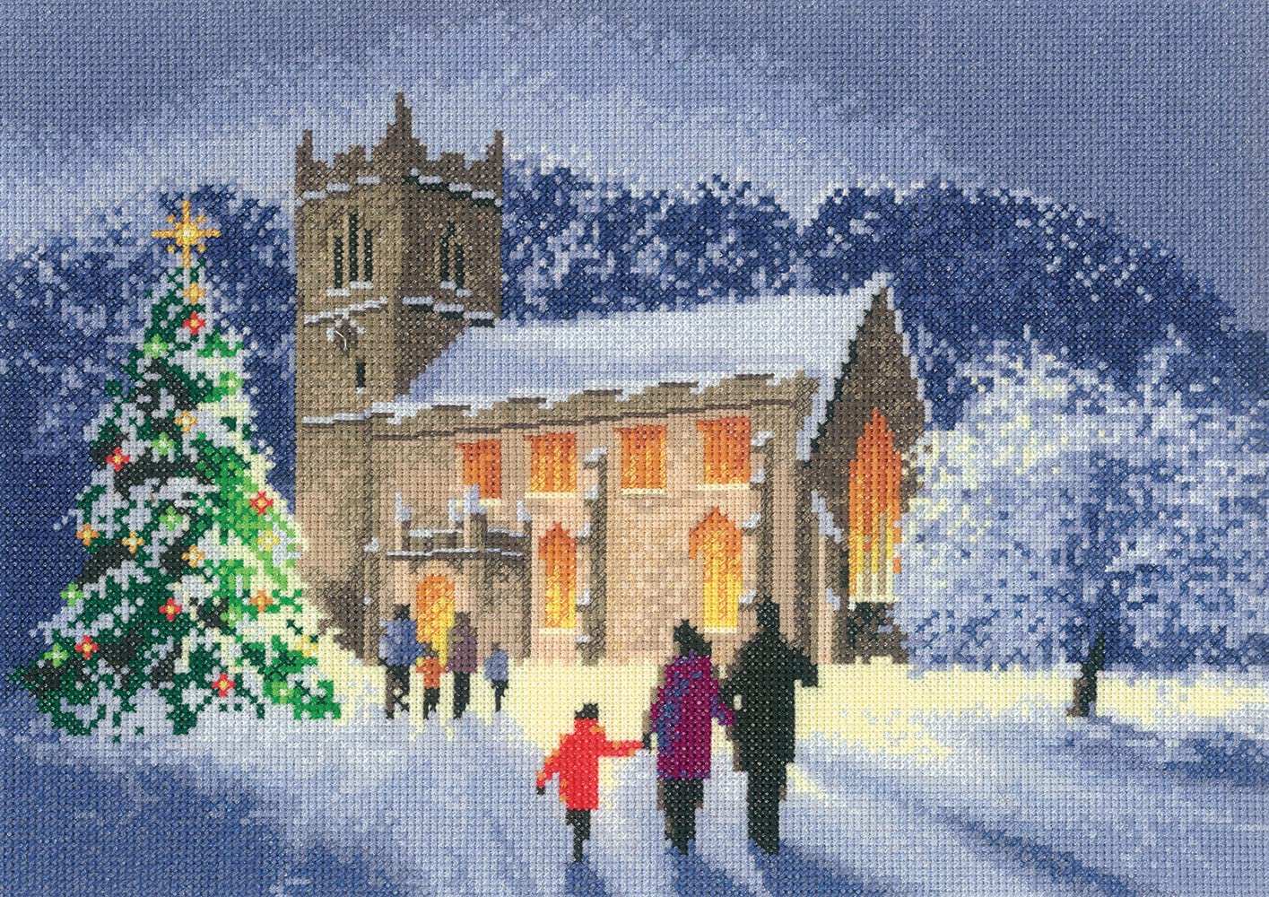 Heritage Crafts John Clayton CHRISTMAS CHURCH Cross Stitch Kit