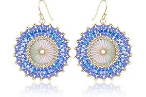 JOYA LOVE Colorful Bead Earrings For Women Summer Beach Handmade Bead Earrings Bohemia Hoop Dangle Earring For women