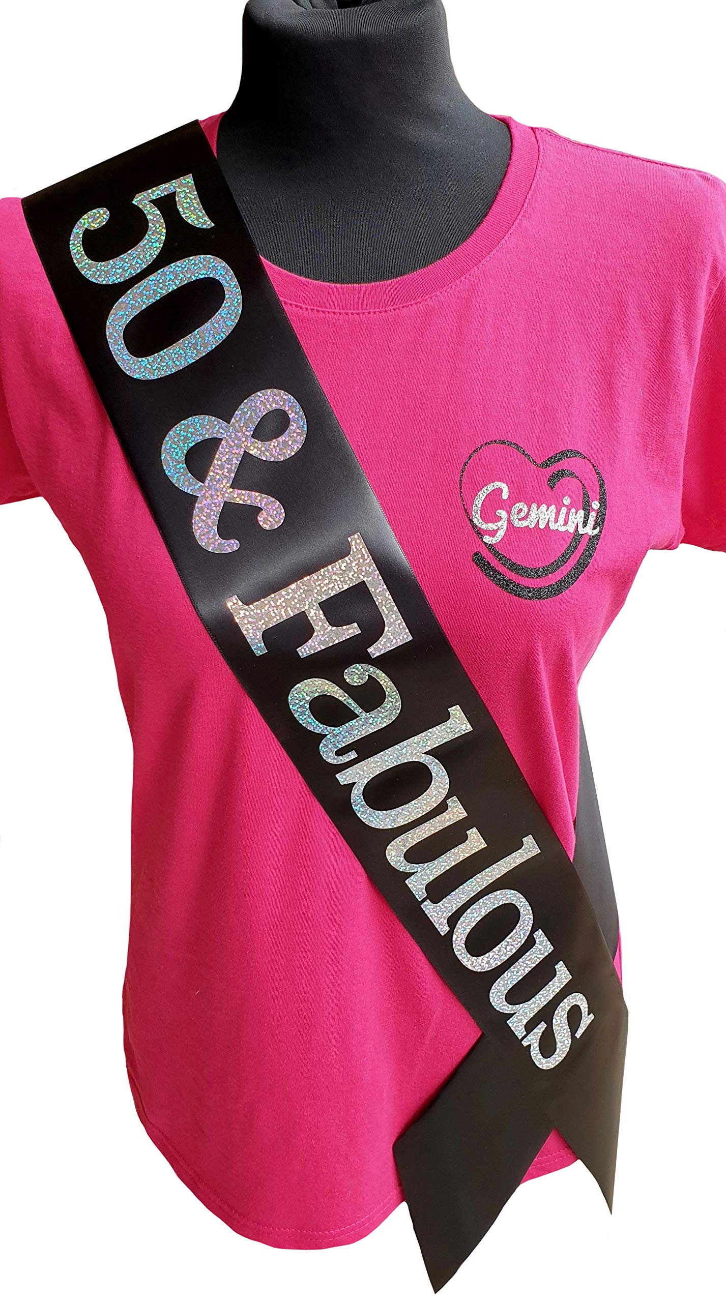 Gemini Ribbons - 50 and Fabulous - 50th Birthday Sash - Holographic - 50th Birthday Party - Womens Mens - Gift