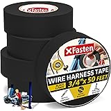 XFasten Wire Harness Tape, 3/4-Inch by 50-Foot (5-Pack), High Temp Wiring Loom Harness Self-Adhesive Felt Cloth Electrical Ta
