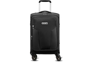 LUGGEX Carry On Luggage Suitcases with Spinner Wheels, 20 Inch Soft Sided Expandable Rolling Suitcase for Travel, Business (Black)