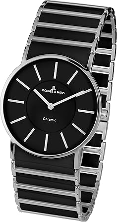 Jacques Lemans 1-1649A Ceramic Analogue Black Dial Watch for Men, Boys