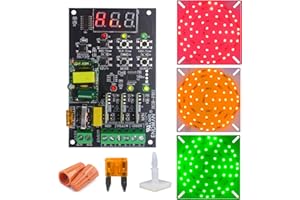 ENDMAN Traffic Light Controller Sequencer with Led Light 3 Color with 39+ Sequences, 3 Channel 80VAC-260VAC, LED Display, (LED Board High Luminance + Controller)