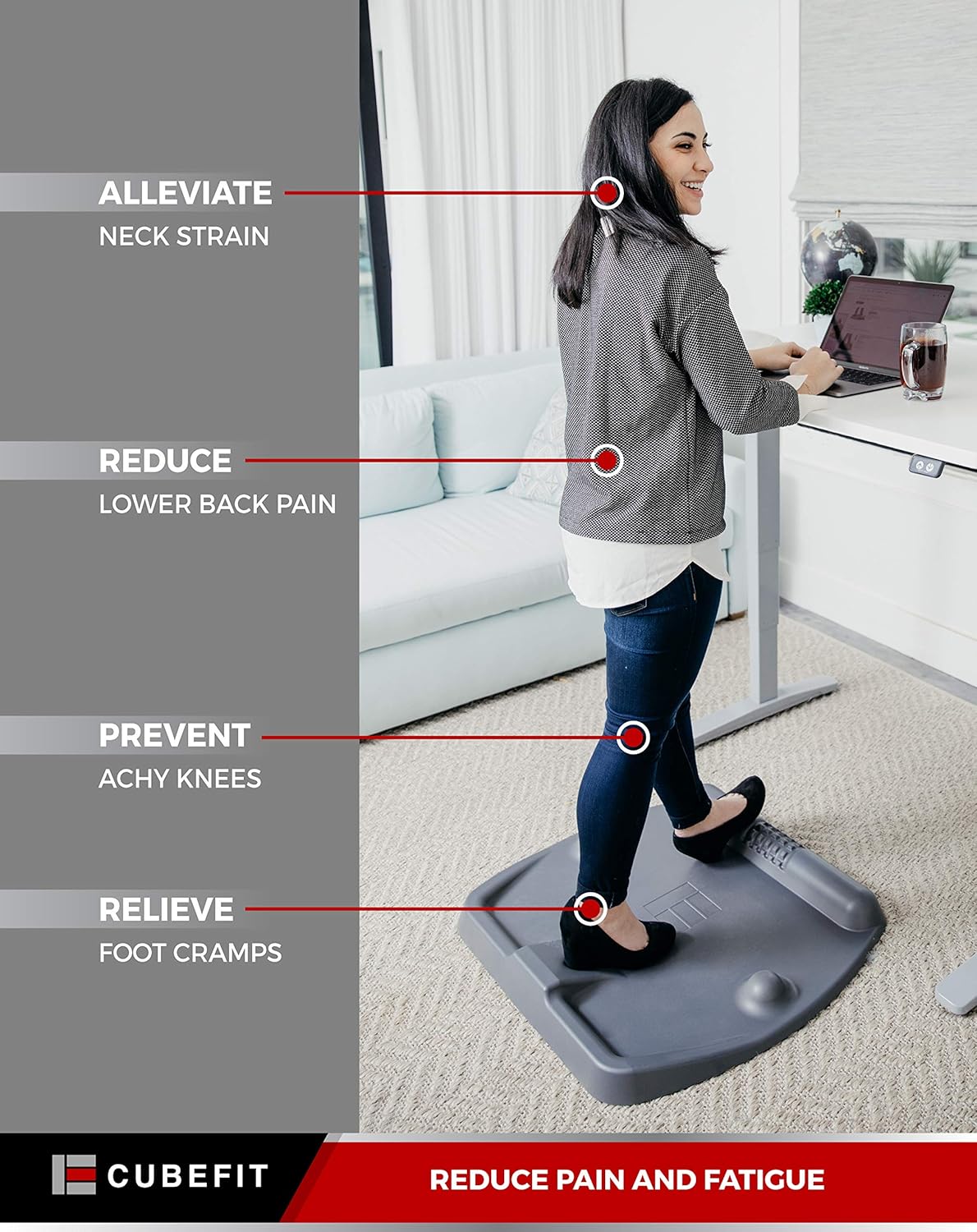 CubeFit Standing Desk Terramat - Anti Fatigue Floor Mat with Ergonomic Design, Extra Comfort for Stand Up Desk and Home Office, Black: Kitchen & Dining