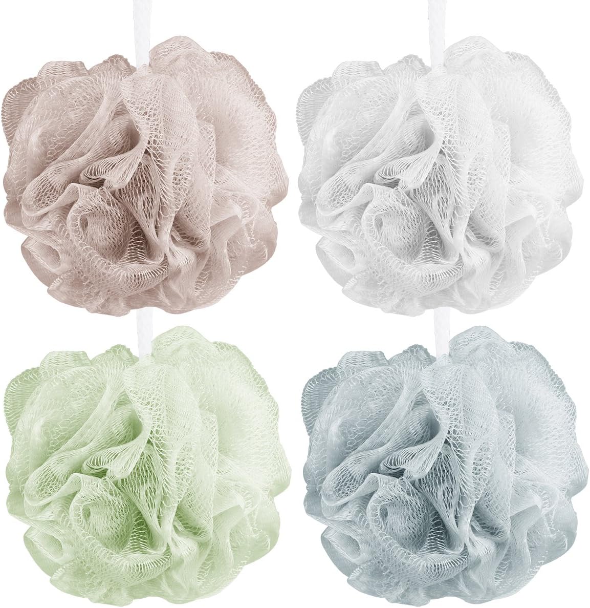 YOMETOME Bath Shower Sponge Loofah Mesh Pouf Body Scrubber Ball, Mesh Bath and Shower Sponge Pack of 4 (60g/pcs)
