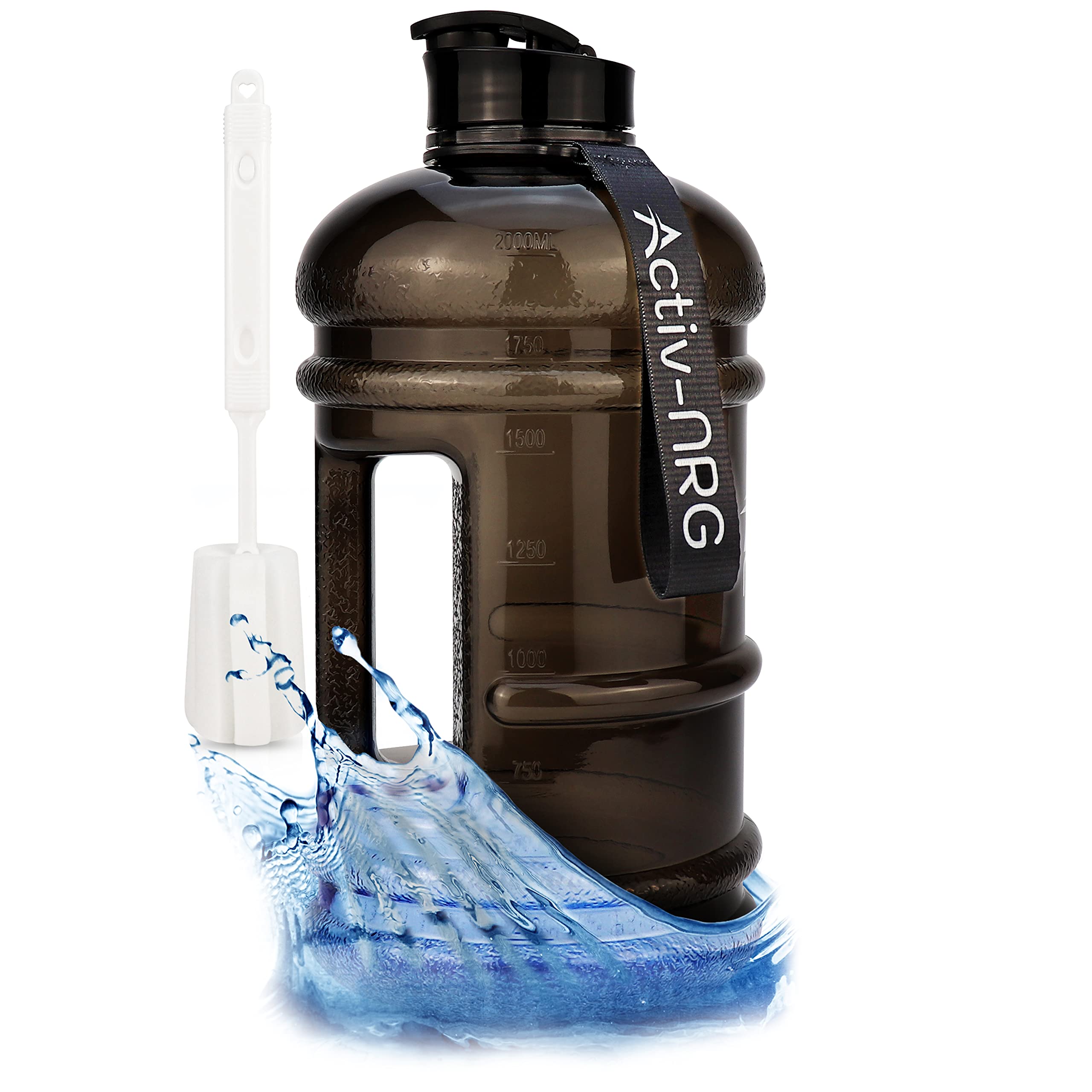 Activ-NRG 2.2 Litre Water Bottle XL Jug BPA Free, Flip Cap, Perfect for Gym, Sports, Outdoor, Recommended Daily Intake (Black)