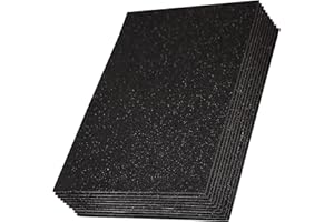 SALEMAR Black Sticky Glitter Foam Sheets for Craft, 10 Packs Thick Self-Adhesive Sparkle EVA Paper Stickers for School Projects, 30 x 20cm