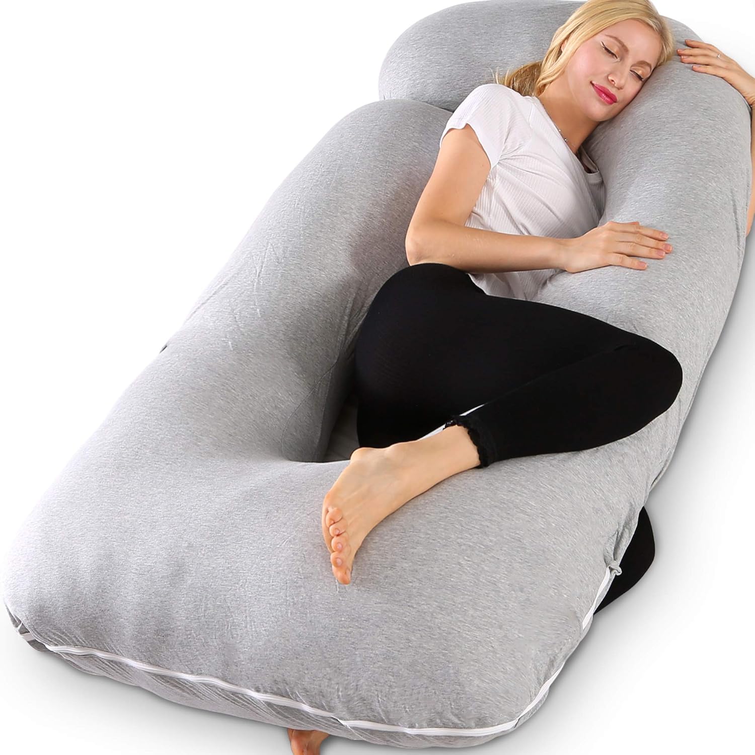 Pregnancy Pillow, 60 inches Full Body Pillow Maternity Pillow for Pregnant Women, Comfort U Shaped Zootzi Pillow with Removable Washable Velvet Cover(Grey and Navy blue, 60 x 28 inches, Full Size): Home & Kitchen