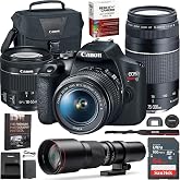 Canon EOS Rebel T7 DSLR Camera with 2 Lens Kit 18-55mm &amp; 75-300mm Bundle | USA Warranty, Double Zoom Lenses Kit, 24.1MP, WiFi, Deco Gear Deluxe Case, 500mm Preset Telephoto Lens &amp; Memory Card Kit