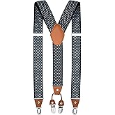 trilece Mens Suspenders Solid Straight Clip Adjustable Y Back Costume Wedding Prom Tuxedo Dress Suspenders