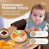 Yum Yum's Baby Bamboo Weaning Set Olive Green with Suction Plate & Bibs view 4