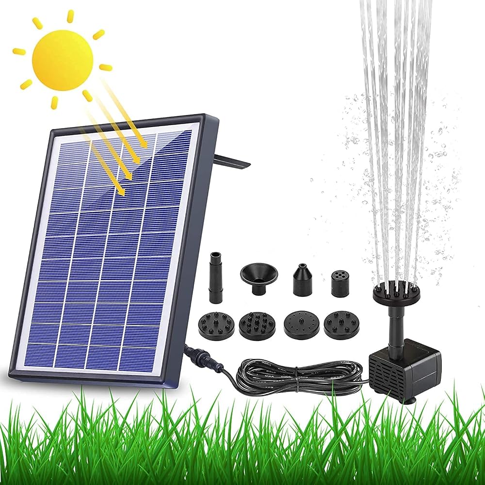 AISITIN 6.5W Solar Fountain with 1500mAh Battery Backup 10 Nozzles