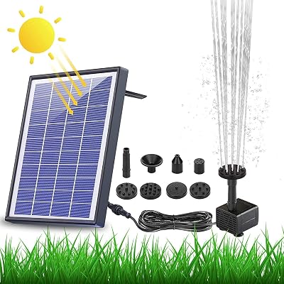 AISITIN 6.5W Solar Fountain with 1500mAh Battery Backup 10 Nozzles