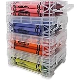 Manaloom Storage Box, School Supplies Crayon Box, Crayon Organizer, Crayon Holder Case for School, Clear Storage Organizer - Stackable Boxes - 3.5 x 4.75 x 1.6-4 Pack