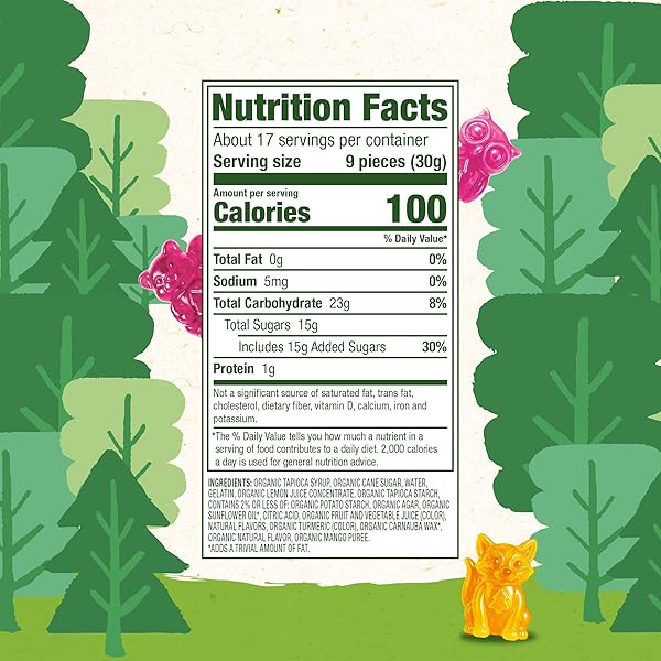 BLACK FOREST ORGANIC GUMMY FOREST FRIENDS CANDY, MADE WITH REAL FRUIT JUICE, COLORS AND FLAVORS FROM NATURAL SOURCES, GLUTEN FREE AND FAT FREE, 18OZ RESEALABLE BAG