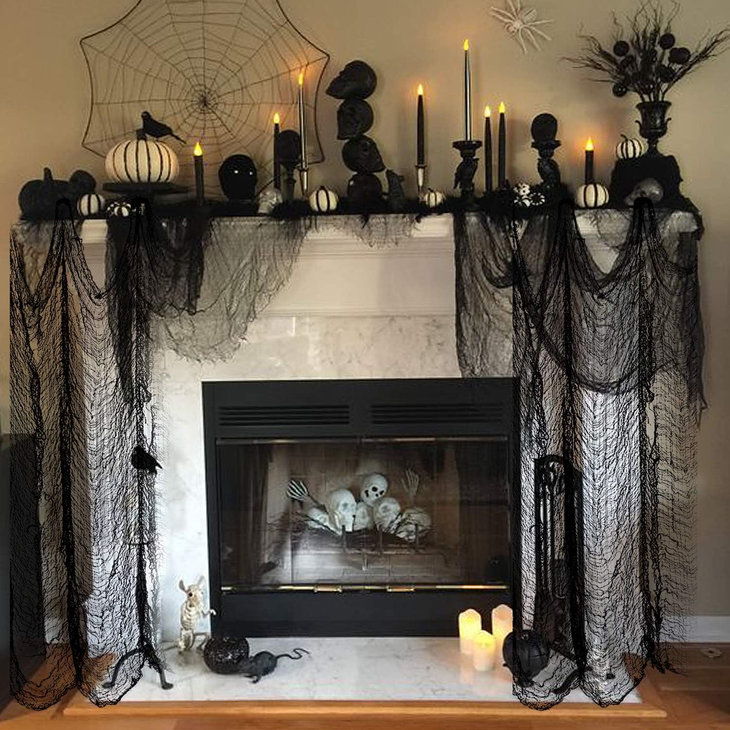 Joyjoz 2 Packs Halloween Creepy Cloth (40 x 300 Inch), Creepy Spooky Halloween Decorations Outdoor Party Supplies Décor for Haunted House, Patio, Garden, Indoor Wall Windows: Home & Kitchen