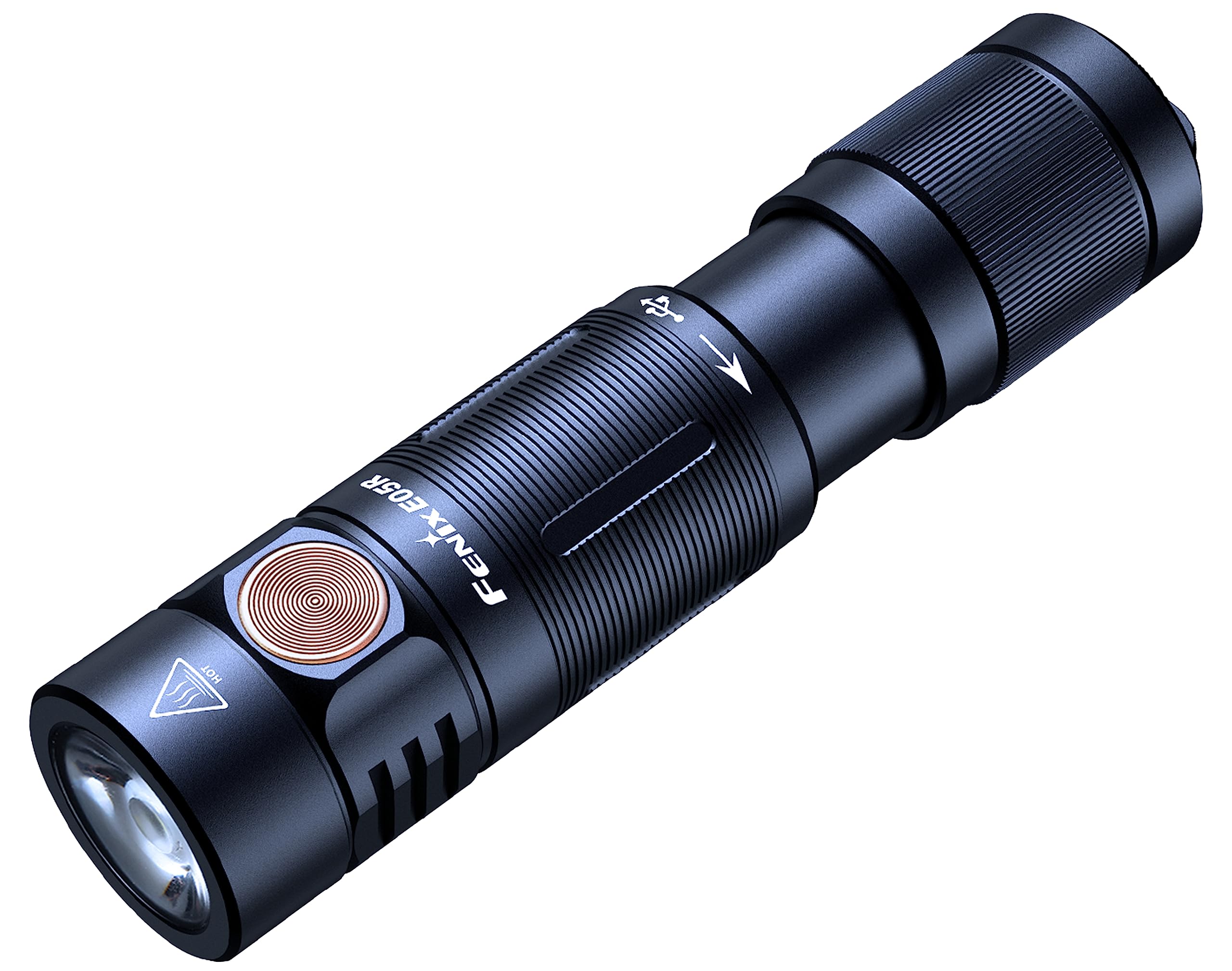 fenix E05R Black, Rechargeable Mini Keychain LED Torch | 400 Lumens | 64m | 30 Hrs Max | Micro USB Charging | 320 mAh | IP68