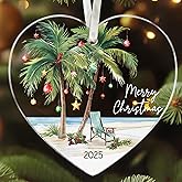 HUNIGIFT Tropical Christmas Palm Tree Ornament - Palm Tree Christmas Ornaments - Tropical Coastal Beach Ornaments 2025 - Acrylic Hanging Ornament 2025