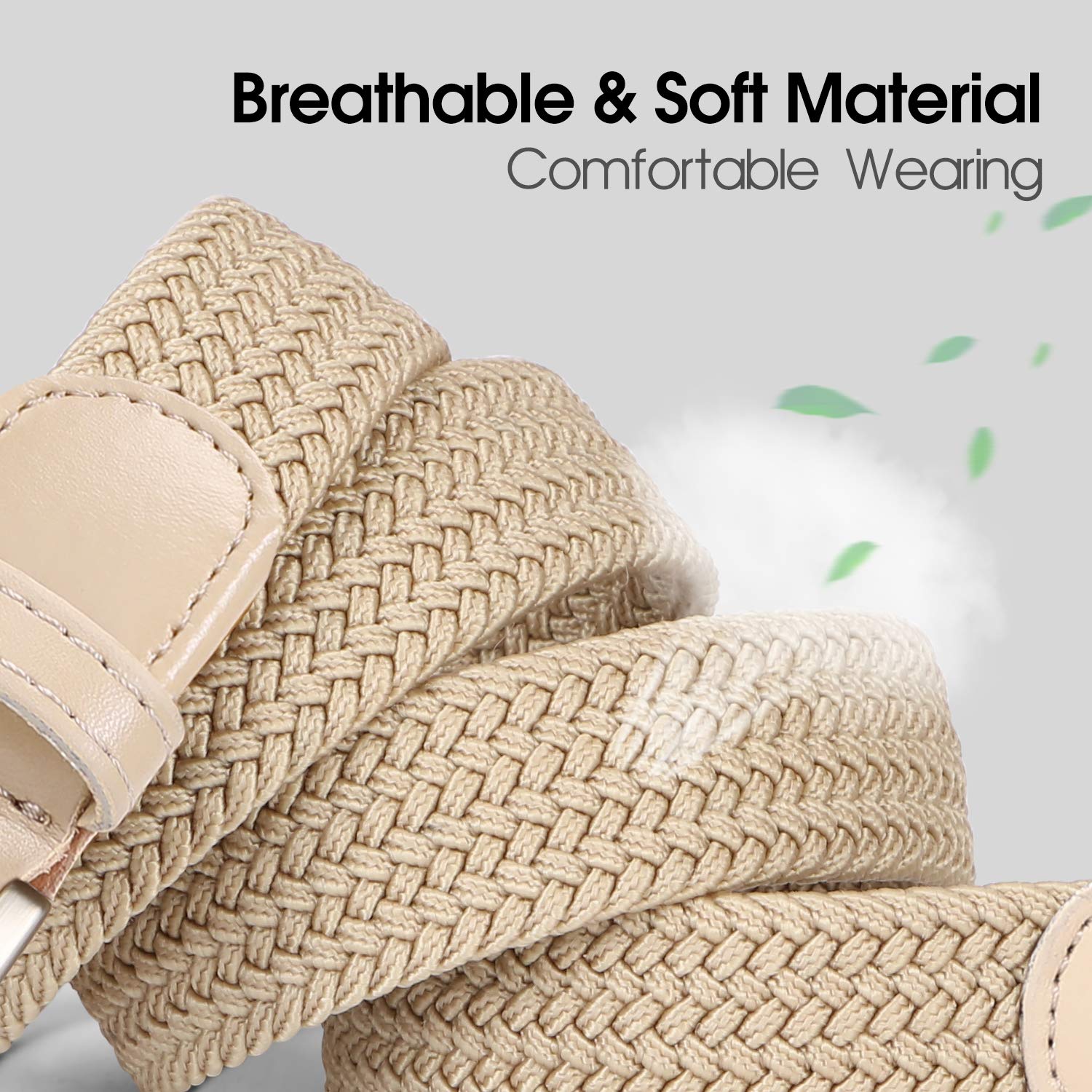 Braided Elastic Belt for Men/Women/Junior,Canvas Stretch Fabric Woven Stretch Multicolored Braided Belts by Whippy