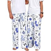 Cute Halloween Ghost Pumpkin Print Pajama Pants Sleep Lounge Pjs Bottoms | Women & Men Sold Separately, Witch Hat Cat Spooky Graphic Pajama Pants With Pockets, Wide Leg Halloween Sleepwear Home Wear