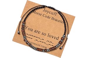 JoycuFF Inspirational 𝐌𝐨𝐫𝐬𝐞 𝐂𝐨𝐝𝐞 𝐁𝐫𝐚𝐜𝐞𝐥𝐞𝐭 𝐟𝐨𝐫 𝐖𝐨𝐦𝐞𝐧 Secret Message Wood Beads with Cord Jewelry Birthday Christmas Mother's Day 𝐆𝐢𝐟𝐭 𝐟𝐨𝐫 𝐇𝐞𝐫 Mother Grandmother