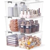 Citylife 6Packs 7.8Qt Plastic Storage Bins with Lids, Clear Organizer | Stackable totes Containers for Craft Supplies, Documents,Garage,Toys,Office and Classroom