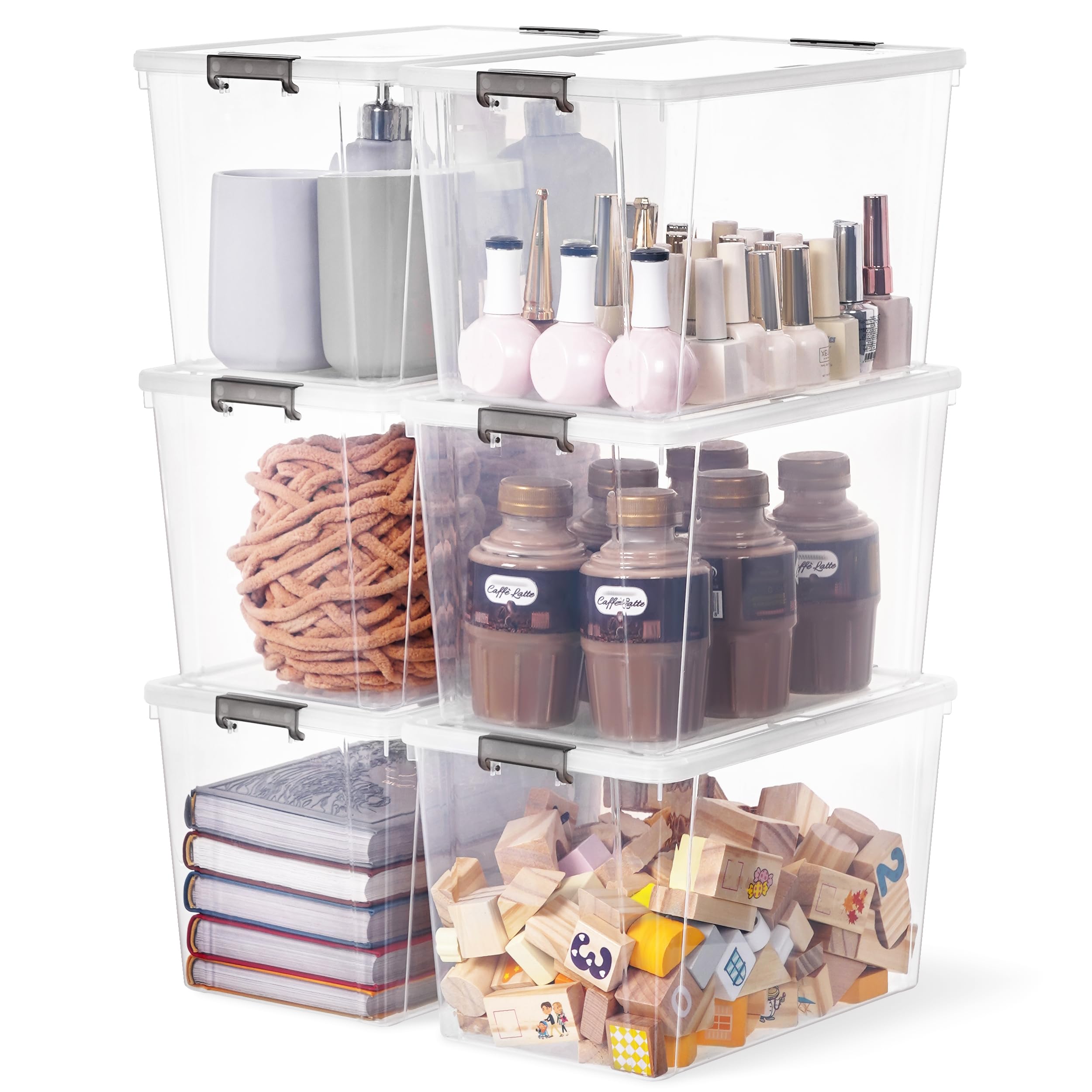 Photo 1 of ***FACTORY SEALED*** Citylife 7.8 QT 6 Pack Small Storage Bins Plastic Storage Container Stackable Box with Lids for Organizing, Clear White