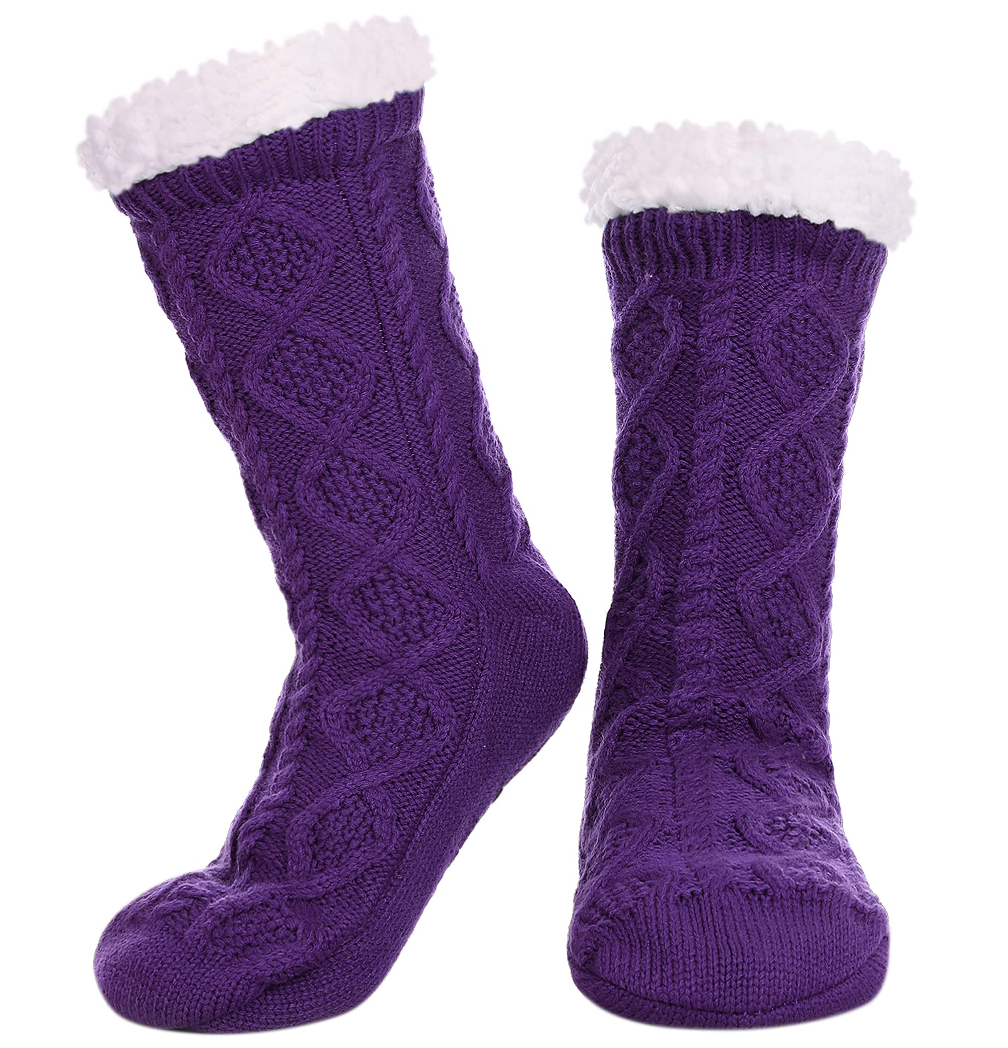 LINEMIN Womens Slipper Socks Winter Warm Fleece Lined Socks Cozy Soft Thick Fuzzy Non Slip Indoor Christmas Socks