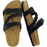 CUSHIONAIRE Lizzy Cork Footbed Womens Sandals - Comfortable Braided Summer Slip On Slide Sandals for Women 2025