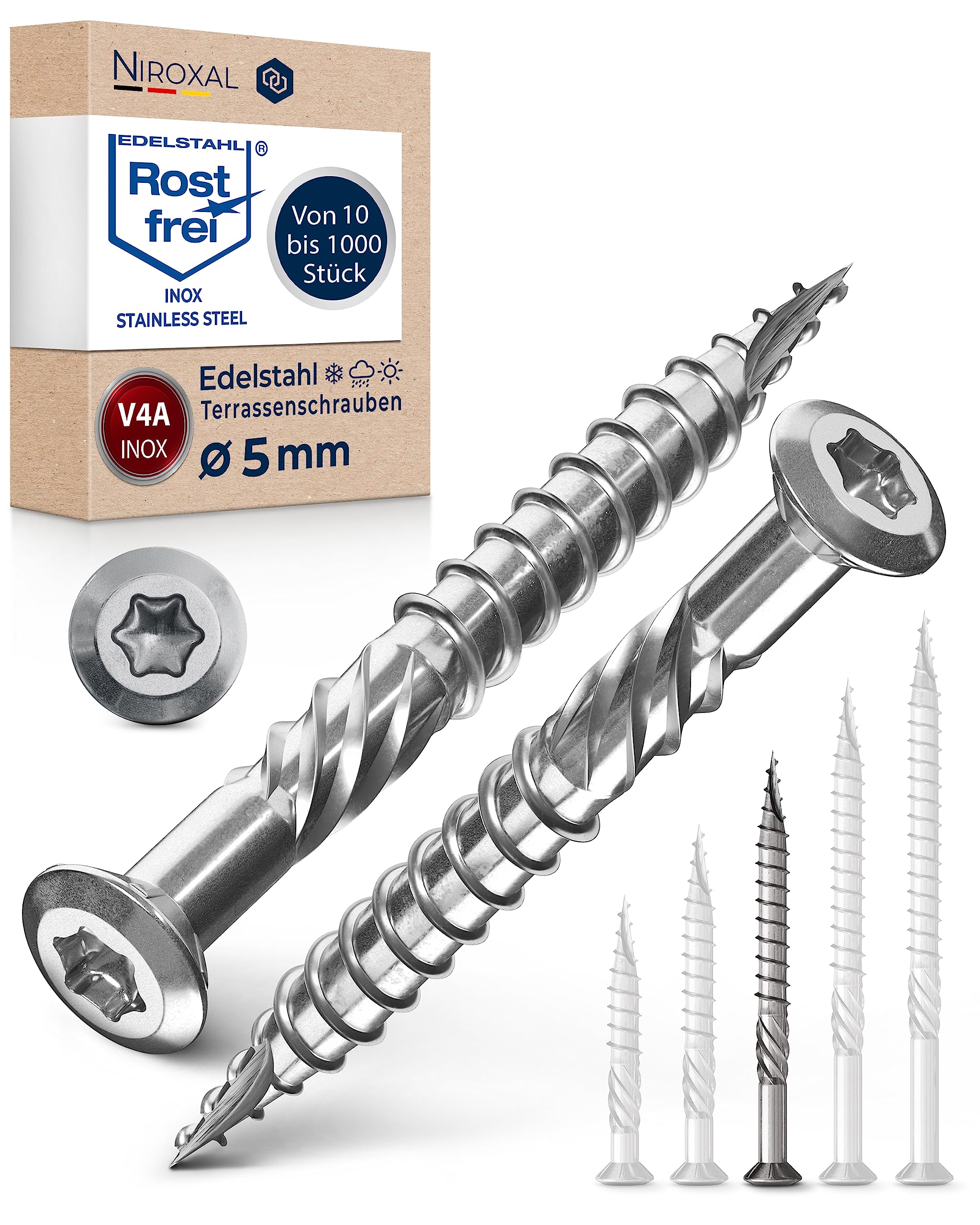 Decking Screws 5x60 mm Marine Grade 316 Stainless Steel Torx Wood Screws Partial Thread Outdoor Deck Screws Rust Resistant – NietFullThings Pack of 400