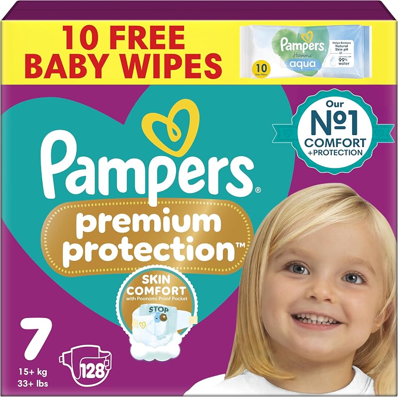 Pampers Premium Protection Nappies Size 7 128 Count