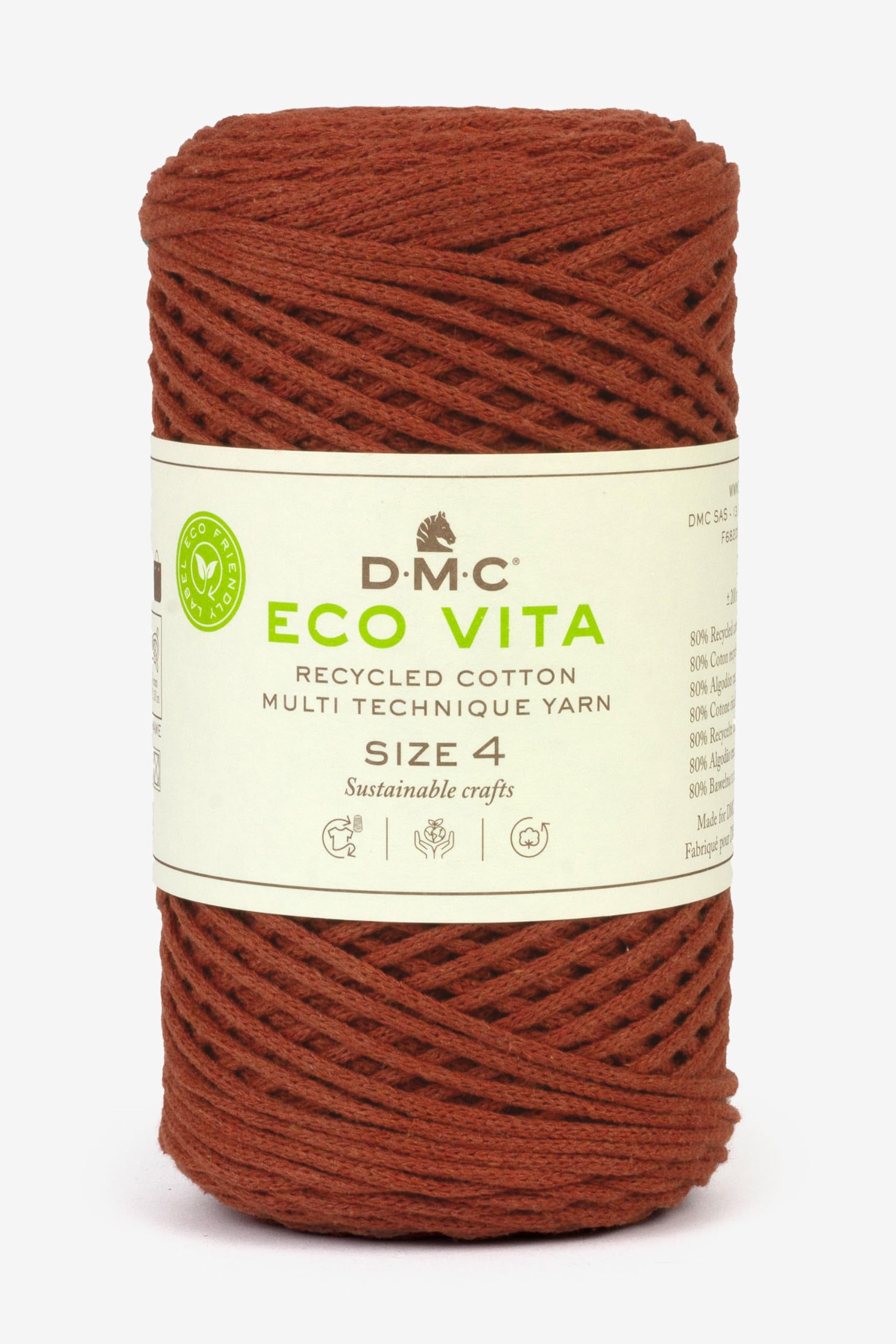 DMC Eco Vita 4, Burnt Orange Crochet Knitting Macrame Yarn, 250g — image 1
