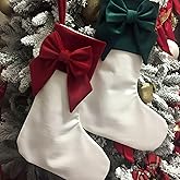 Seematn 2 Pack Bow Christmas Stockings, 18 Inches Burgundy Red Green Velvet Christmas Stocking Coquette Luxury Xmas Hanging Socks Decoration for Tree Fireplace Mantel Party Elegant Holiday Decor