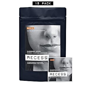 Face Wipes for Sensitive Skin &ndash; Alcohol Free &ndash; Cleansing, Moisturizing, Hydrating &ndash; Hyaluronic Acid | Lightly Scented Facial Cloths with Citrus | RECESS, FACE 101 (15 Pack)