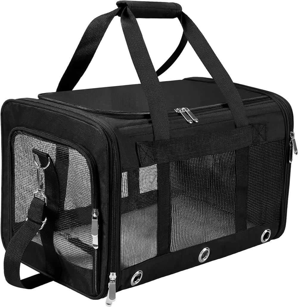 GRTLPOK Dycietx Soft Sided Pet Carrier Bag 17 lbs Airline Approved Black M