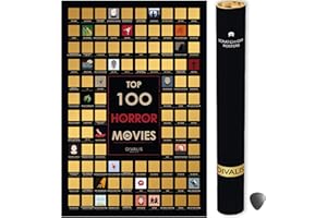 DIVALIS Top 100 Horror Movies Scratch off Poster - Large Cinema Scratchable Poster - Horrors of all Time Bucket List - Must See Movie Challenge - Essential Horrors Scratch off Calendars - Films to Watch