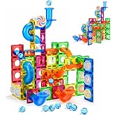 MAGBLOCK 176PCS Magnetic Tiles Marble Run Set Building Blocks for Ages 8+ | Magnet Game with Ball Run Race Track, Magnetic Building Blocks, Stem Gifts Kids Toys for Girls &amp; Boys Promoting Focus