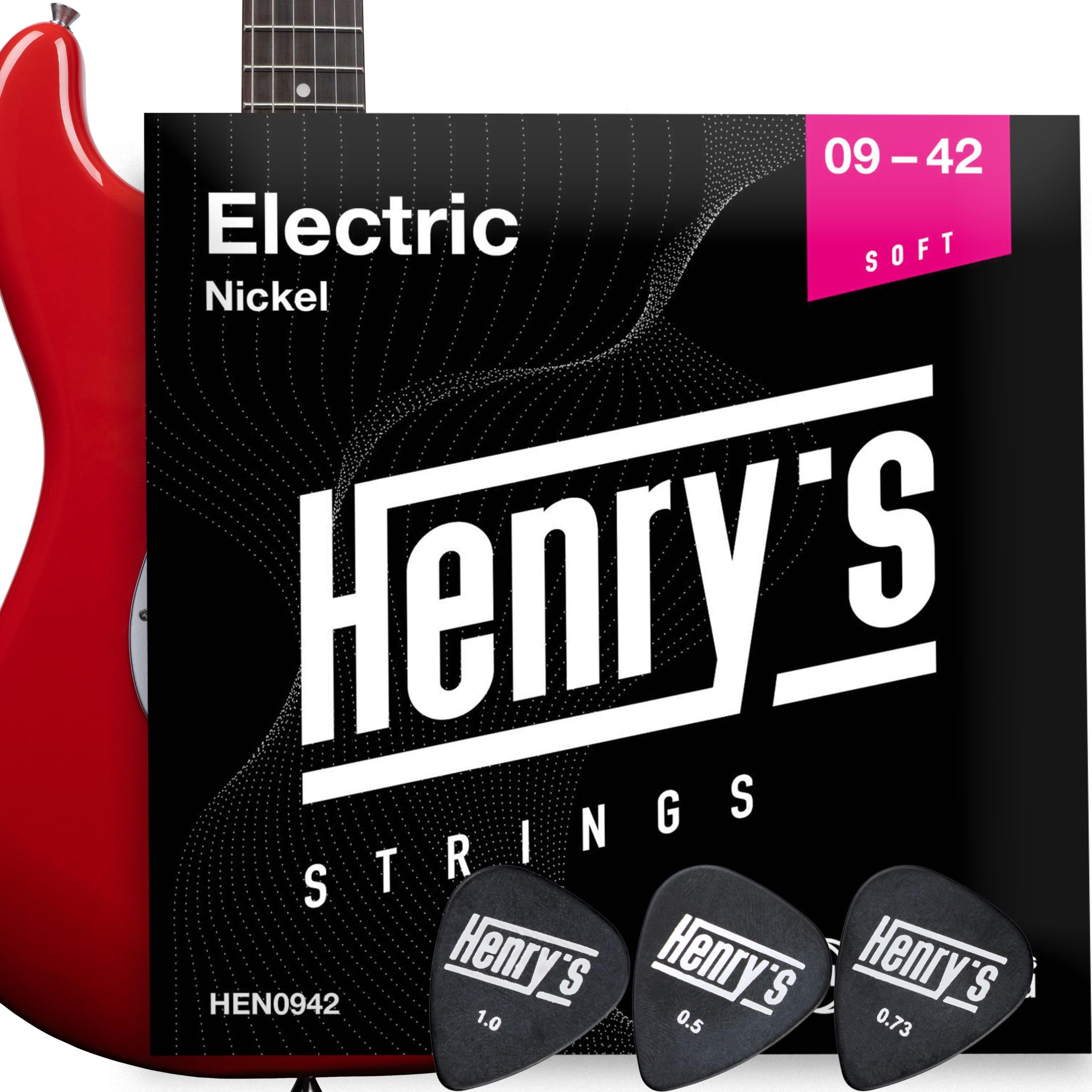 Extra Light Electric Guitar Strings 9-42 - 6 String Set - E1 & 3 Picks Free - Blues Jazz Metal