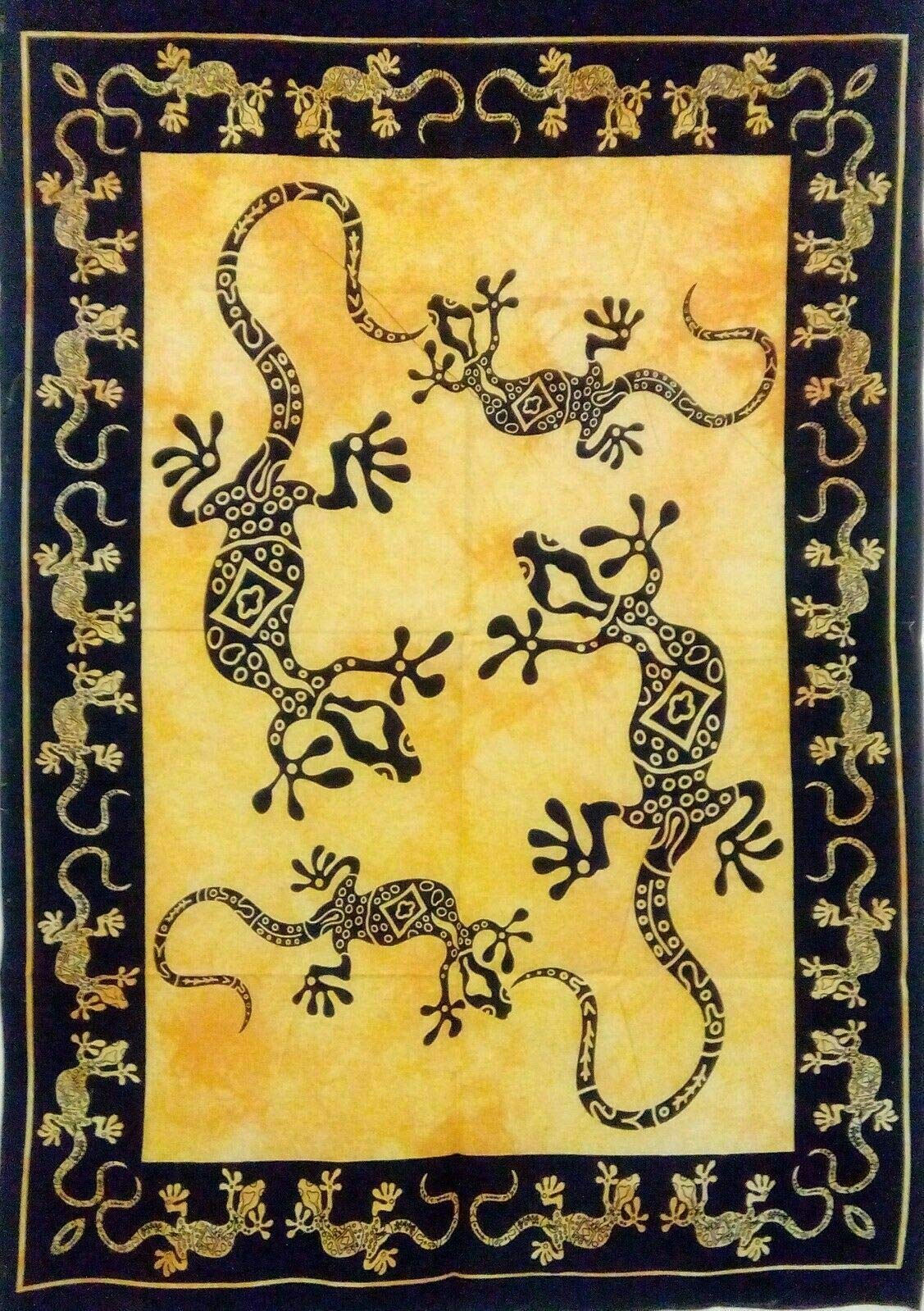 AVA Collections Lizard Iguana Reptile Poster Hippie Decor Tapestry Wall Hanging Dorm Collage Bohemian Art Psychedelic Small Hippie Rasta 30x40 inches (Yellow)