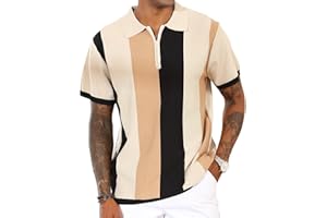 CTU Men's Fashion Polo Shirts Vintage Striped Knitting Shirts Casual Slim Fit Golf Shirts