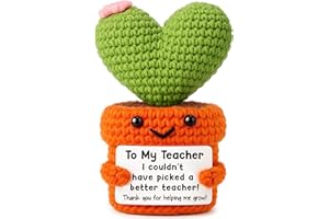 AVBODA Mini Teachers Gifts for Women Back to School Appreciation Gifts Cute Handmade Crochet Heart Cactus for Graduation Birthday Retirement End of Year Christmas Thanksgiving Day Gift for Teachers