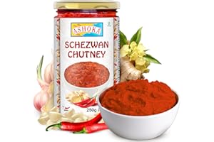 Ashoka Schezwan Chutney | Vegan | Kosher Certified | No Colors | Gluten-Free | Authentic Indian Recipe Since 1932 | Great for BBQs, Wings, and Veggies | 250 Grams