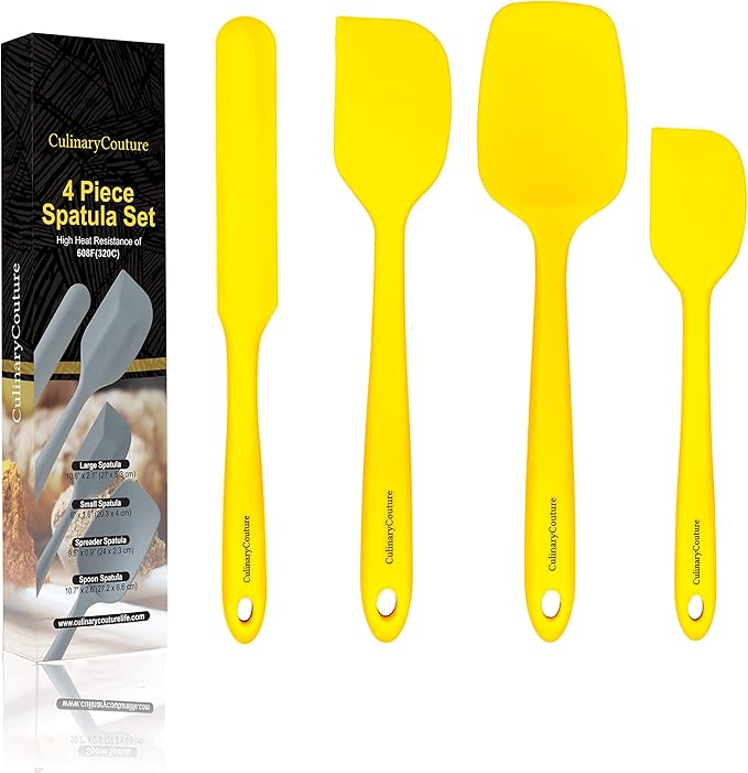 Yellow Silicone Spatula Set – Non Stick High Heat Resistant Kitchen
