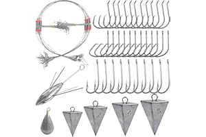 SHADDOCK FISHING Saltwater Surf Fishing Rigs Tackle Kit, 54pcs Surf Fishing Accessories Include Pyramid Sinker Bass Casting Sinker Sputnik Sinker Octopus Circle Hooks J Hooks Wire Leader Rig with Swivel Snaps Beads