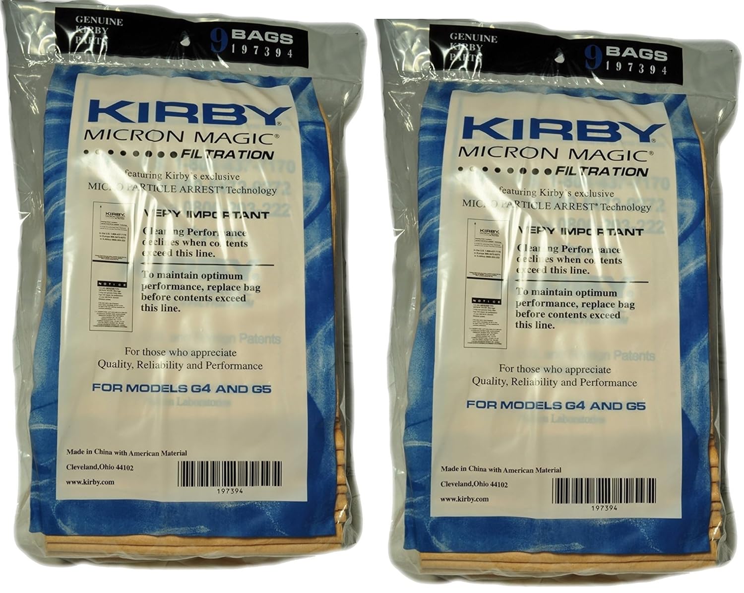 Amazon.com - Kirby Micron Magic Bag, 197394 (9 Pack) - Household Vacuum  Bags Upright