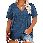 Kancystore Women's Plus Size V Neck T Shirts Short Sleeve Tops Casual Summer Tshirts Loose Fit Tees XL-5X