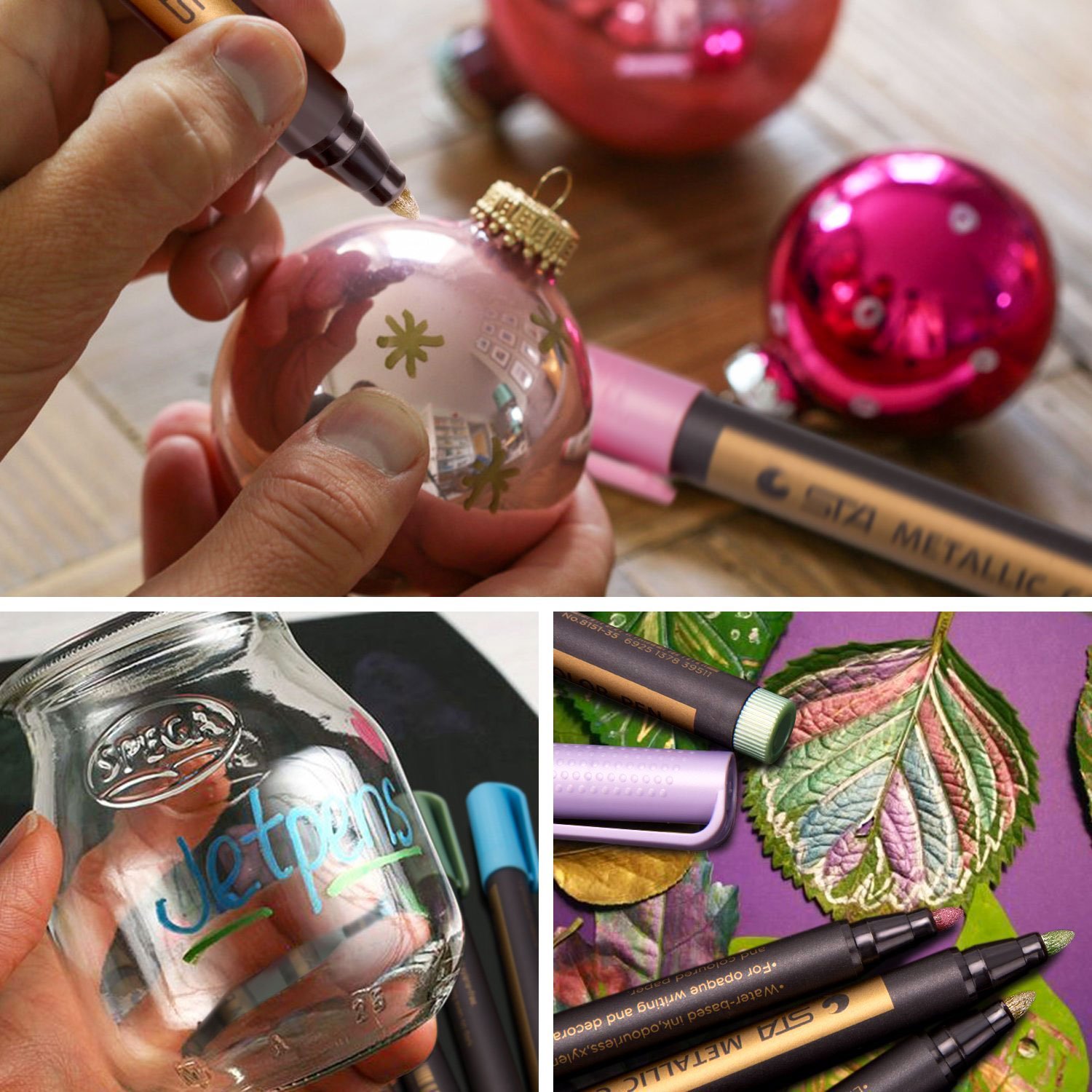 Metallic Pen Marker Metal Art Paint Marker Medium Point Tip For Gift Card Making, Rock Painting, Scrapbooking, DIY Photo Album, Glass, Wood, Crafting, Set of 10 Assorted Colors, Colorsky