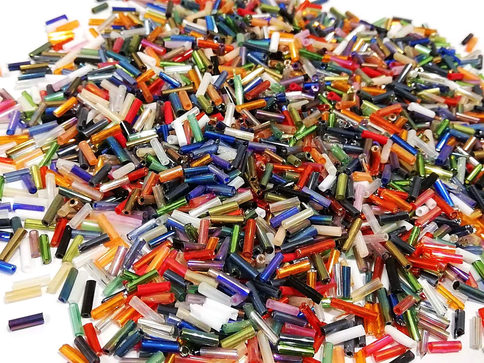 3300 Glass Seed Beads - Glass Bugle Beads - Tube Beads - Stem Beads - 6mm - Mixed Color