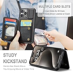 Vinich for iPhone 15 Pro Wallet Case with Card