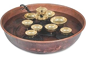 WOODSTOCK CHIMES Woodstock Wind Chimes, Woodstock Water Bell Fountain Kit (16”) with Pump and Copper Bowl for Indoor Home Garden Decor Christmas/Hanukkah Gifts (WWBF2)
